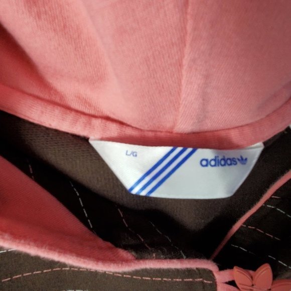 Adidas Brown Striped Casual Hoodie Women Sweatshirt. Size Large - Picture 5 of 5